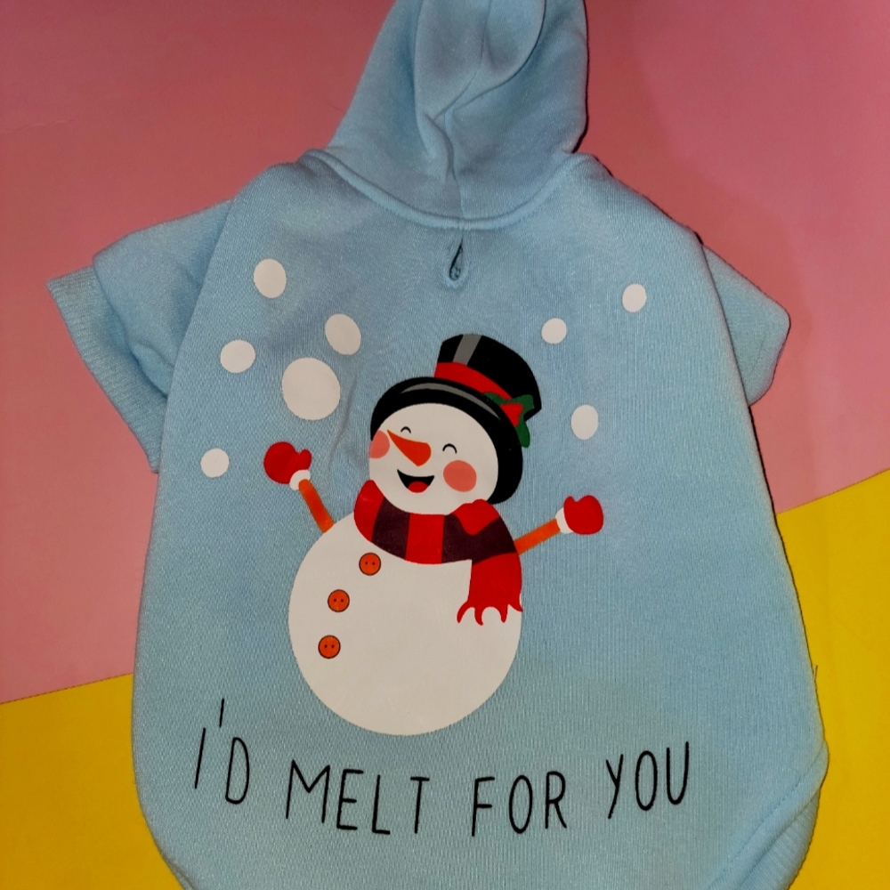 Frisco I'd Melt for You Dog Cat Holiday Hodded Shirt  M Blue Sweatshirt Hoodie